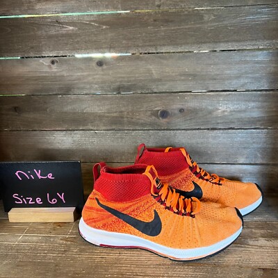 Childrens Nike Pegasus All Out Orange Flyknit Sneakers Shoes Mid Top Size 6 Y-image