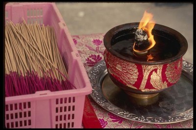 057076 Joss Sticks And Flame A4 Photo Print-image
