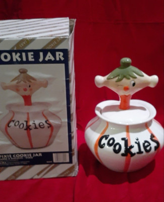 Pixieware Cookie Jar Grant Howard MCM Original Box neck professionally repaired -image