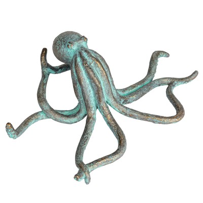 Resin Octopus Accent Decor with Verdigris Finish, Teal-image