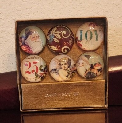 New Vintage Inspired Creative Co-Op Christmas Santa Refrigerator Magnets 6 Each-image