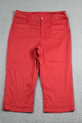 Sugar Pants Womens 38 Orange Red Capri Mid Rise Flat Front Career Casual-image