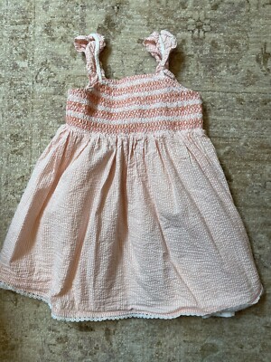 Tahari Girls 4T Orange Seersucker Dress -image