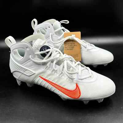 Nike Huarache 9 Elite Mid LAX White Orange Lacrosse Cleats Mens FV6146-102 Sz 11-image