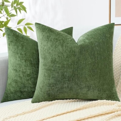 decorUhome Couch Throw Pillow Covers 16X16 Set of 2 Decorative Soft Chenille-image