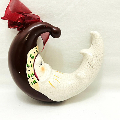 Large Creative co-op Santa Moon Ornament 4.75
