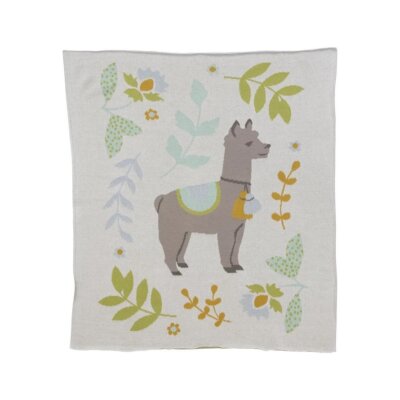 Creative Co-op - Cotton Knit Baby Blanket with Llama - DF5789-image
