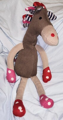 NWT  Creative Co-op Cotton Knit Horse Stuffed Floppy Plush 23