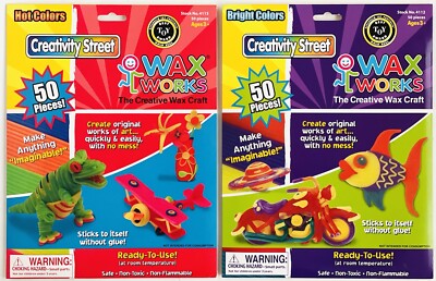 Set Of 2 Creativity Street Hot + Bright Colors Wax Works Sticks NEW-image