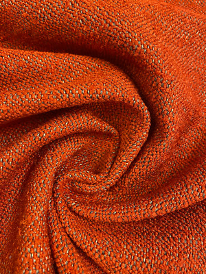 1.3 Yard Designer Burnt Orange Red Beige Tweed Water & Stain Resistant MCM Mid C-image