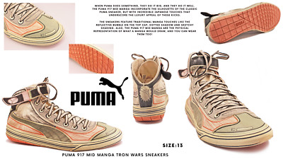 Puma Men's Gray/Orange 917 Mid Manga Tron Wars Sneakers: Size 13-image