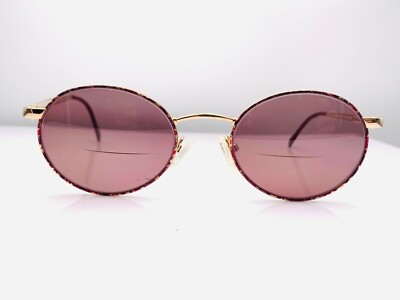 Vintage National Creative Optics Alex Gold Burgundy Oval Sunglasses FRAMES ONLY -image