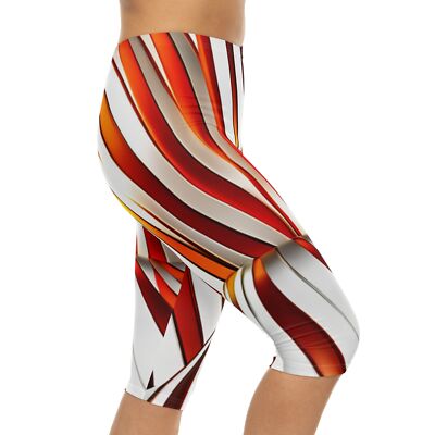 Orange and White Stripes - Women’s Capri Leggings (AOP)-image