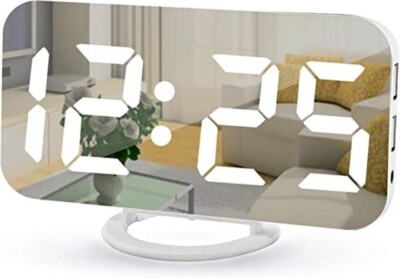 Reloj Despertador Alarma de Mesa Con Espejo Digital,with USB Charging Port NEW-image
