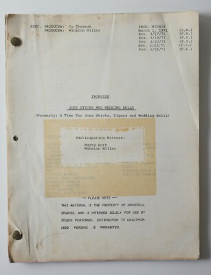 Original TV Script  Screenplay Martin Marty Roth IRONSIDE Joss Sticks 1971-image