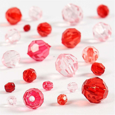 Creativ Company 618851 45-Piece Faceted Bead Mix, Red Harmony-image