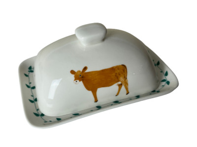 Stoneware X-large Butter Dish & cover Zoe Ingram Creative Co-op country Cow-image