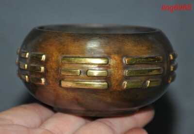 China Buddhism temple bronze Eight Trigrams statue joss Incense burner Censer-image