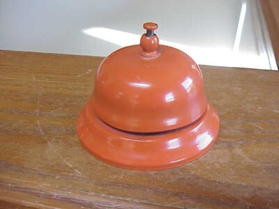 Vintage LOUD Mid Century Orange Hotel Counter Top Desk Office Call Metal Bell-image