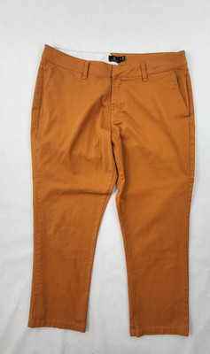 Volcom Mens Pants Sz 32x26 Chino Straight Mid Rise Pockets Burnt Orange-image