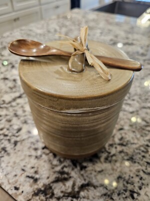 creative co-op stoneware Lidded Pot With Spoon New-image