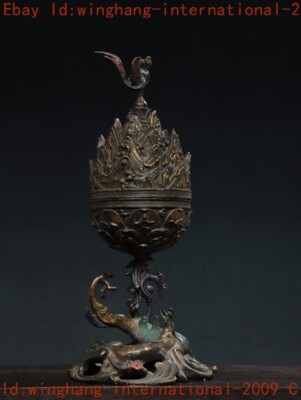 China Buddhism temple bronze Gilt Boshan Joss Incense burner Censer statue-image