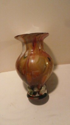 Mid Century  Amber ,Orange ,White Opaline Italian Vase, Circa 1970 Moretti ?-image
