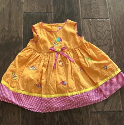Youngland Orange Sleeveless Beach Theme Dress 6-9 Months-image