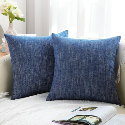 Chenille Decorative Throw Pillow Covers 18x18 Set of 2, Farmhouse Textured Sq...-image