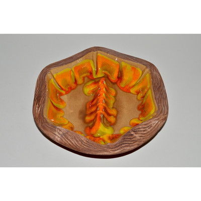 Mid Century Ashtray, Orange Red Splash 1960s Ash tray, Sequoia Ware Psychedelic -image