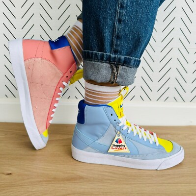 ❤️❤️Nike Blazer Mid '77 Dance GS Sz 6Y Big Kids Shoes Blue Orange DQ6084-402 New-image