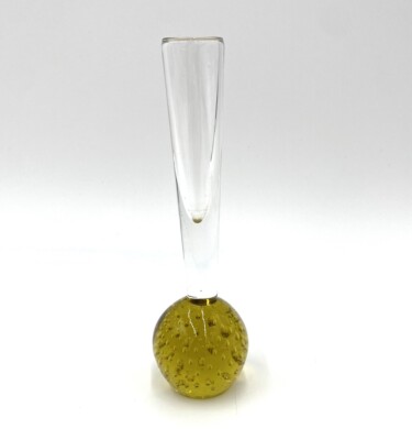 Vase Bud Vase Vintage Mid Century Glass Amber Controlled Bubble Art Glass.-image