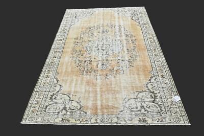 Vintage Turkish Oushak Rug, Orange 5x8 ft, Handmade Wool, Bohemian Anatolian-image
