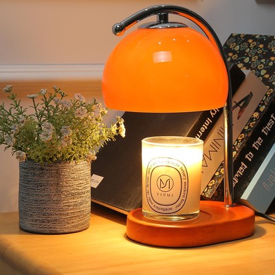 Mid Century Orange Glass Candle Warmer Lamp with Timer & Dimmer, Mothers Day ...-image