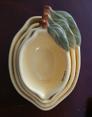 Arlington Design Ceramic Yellow  Lemon Shaped Stacking Measuring Cups Set of 4 -image