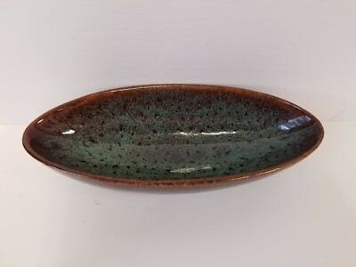 Creative Co-Op Glazed Pottery / Stoneware Oval Bowl Brown with Iron Luste Glaze-image