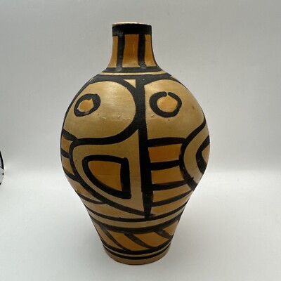 Vase Hand Painted Italian Pottery Abstract Mid CenturyModern Style 7”-image