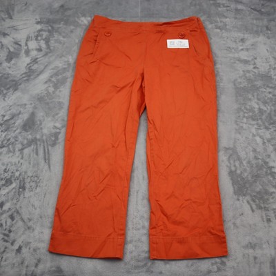 Talbots Pants Womens 10 Orange Cropped Wide Leg Button Pocket Zip Mid Rise-image