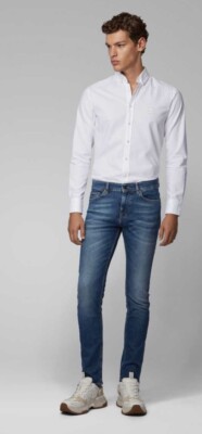Hugo Boss “Orange 90” Tapered Jeans In Mid Blue W 38 Leg 32-image