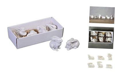 Creative Co-Op White Ceramic Bunnies (Set of 6 Pieces) -image