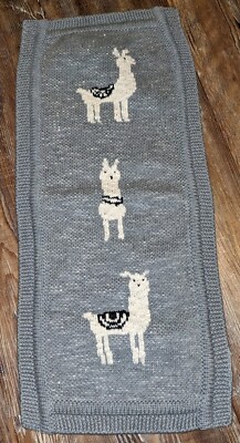 NWOT Creative Co-Op grey cotton knit llama baby infant burp cloth-image