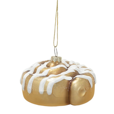 Creative Co-op Cinnamon Roll Glass Ornament Bauble-image