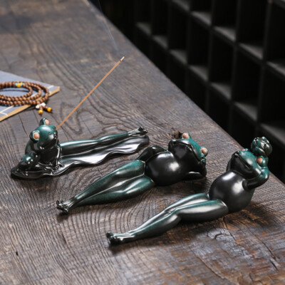 Ceramic Incense Burner Frog Joss Stick Incense Burner Handicraft-image