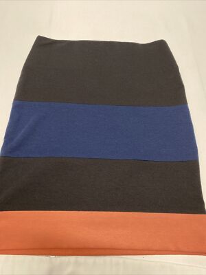 BCBG Generation Women’s Medium Black Blue Orange Bodycon Colorblock Skirt-image