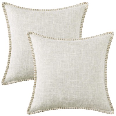 Decorative Outdoor Throw Pillow Covers 18x18 Set of 2, Square Linen Rustic Ne...-image
