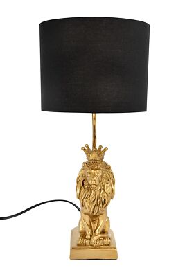 Creative Co-Op Lion Shaped Table Lamp with Black Shade-image