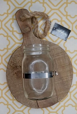 NEW VINTAGE UNUSED CREATIVE CO-OP WALL DECORATION MASON JAR AND WOULD DESIGN. db-image