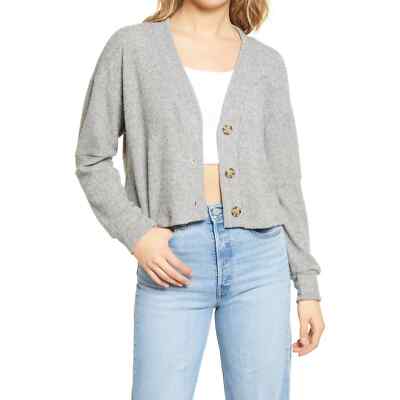 Lala Land Creative Co Brushed Knit Crop Cardigan Sweater in Gray -image
