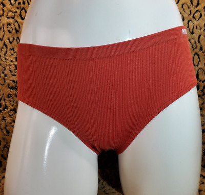 Victoria's Secret PINK Logo Waist Dark Orange Bikini Hipster Panty L NWT Sexy-image