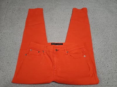 Ralph Lauren Black Label 400 Skinny Ankle Orange Denim Jeans Women's SZ W32×L27-image